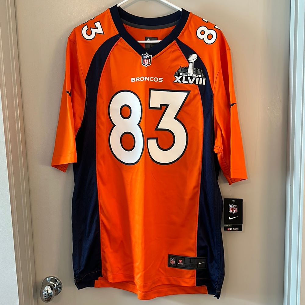 Super Bowl 48 Denver Broncos Orange Wes Welker Jersey Sz. LARGE